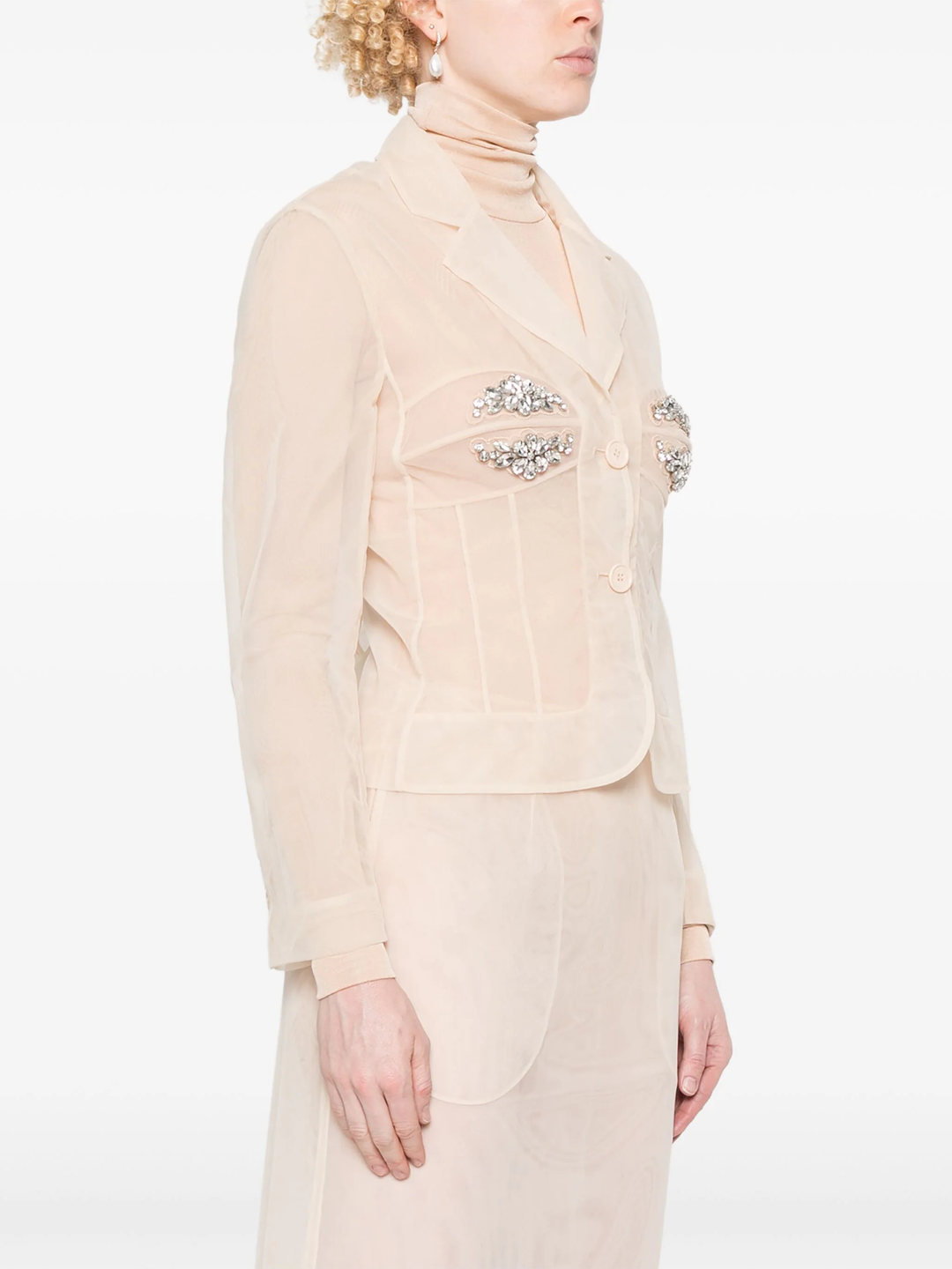 Fitted Bust Detail Jacket With Embellishment