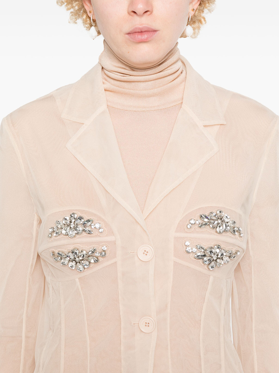 Fitted Bust Detail Jacket With Embellishment