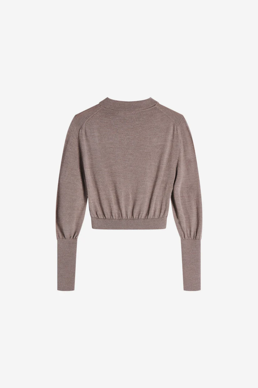 Merino Silk Knit Polo Sweater