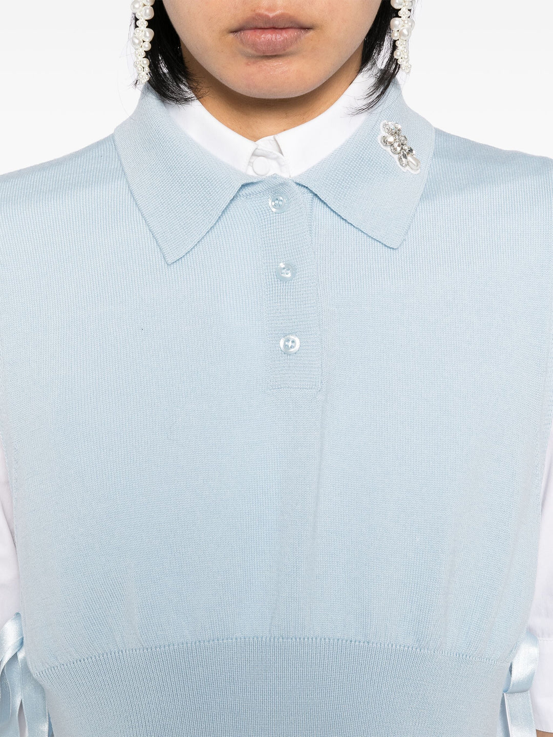 Embellished Knit Polo Bib