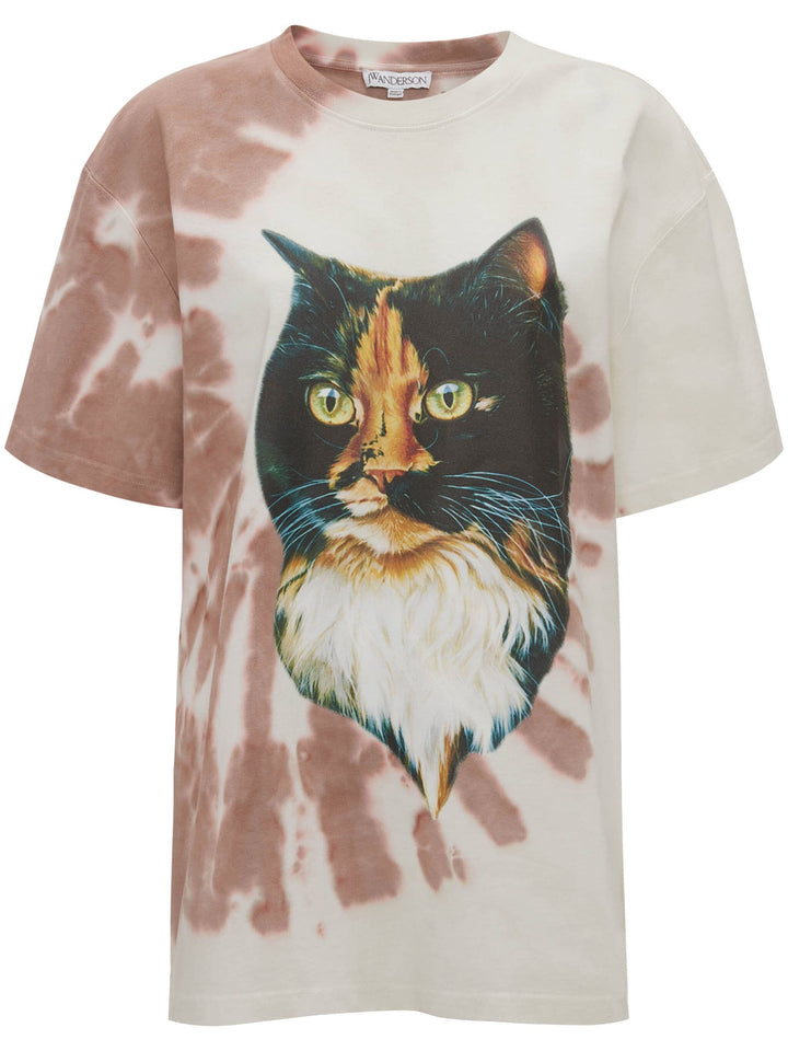 Cat Print Tie Dye T-Shirt