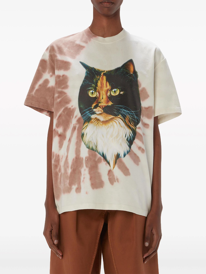 Cat Print Tie Dye T-Shirt