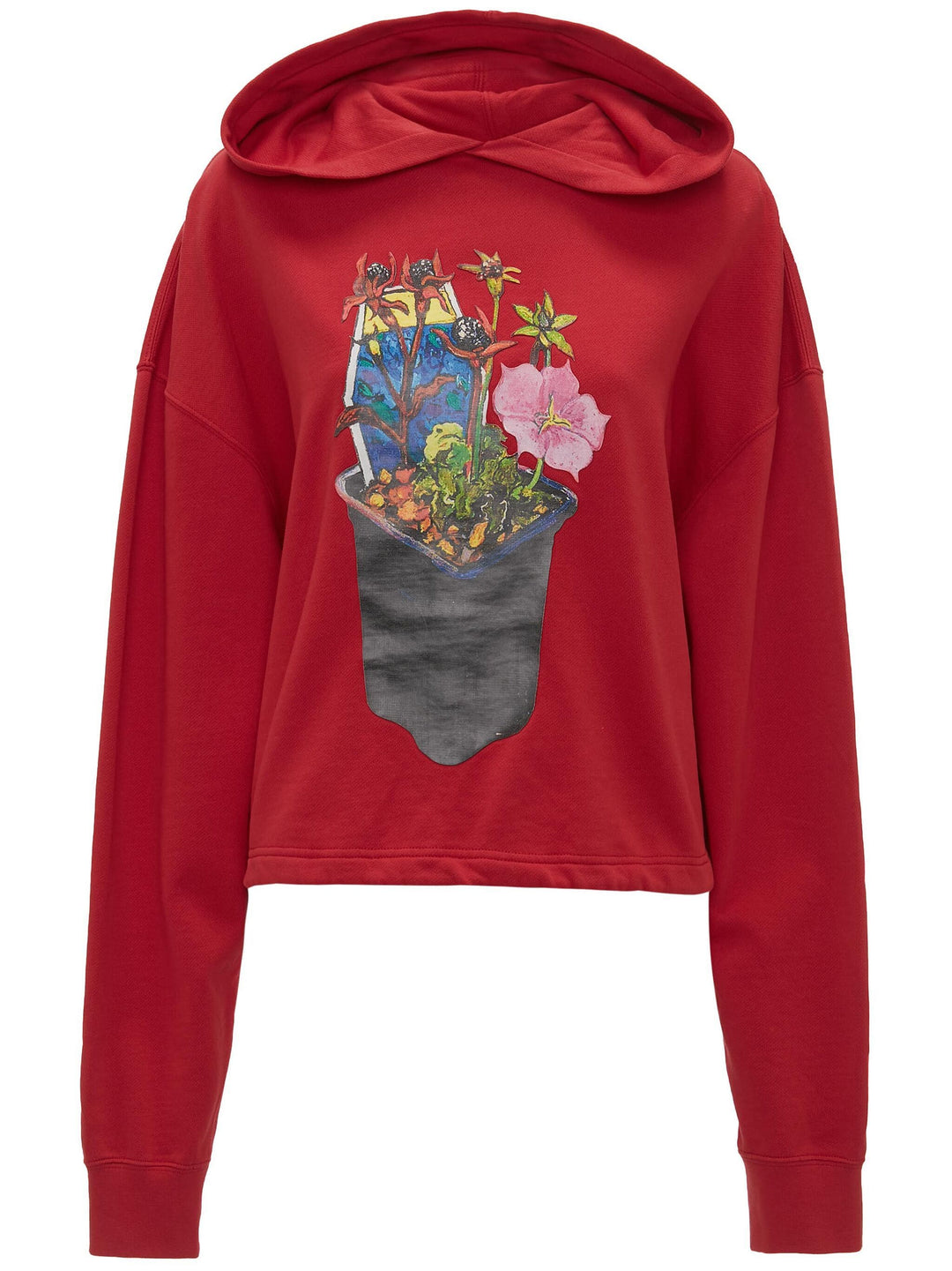 Flower Pot Drawstring Hem Hoodie