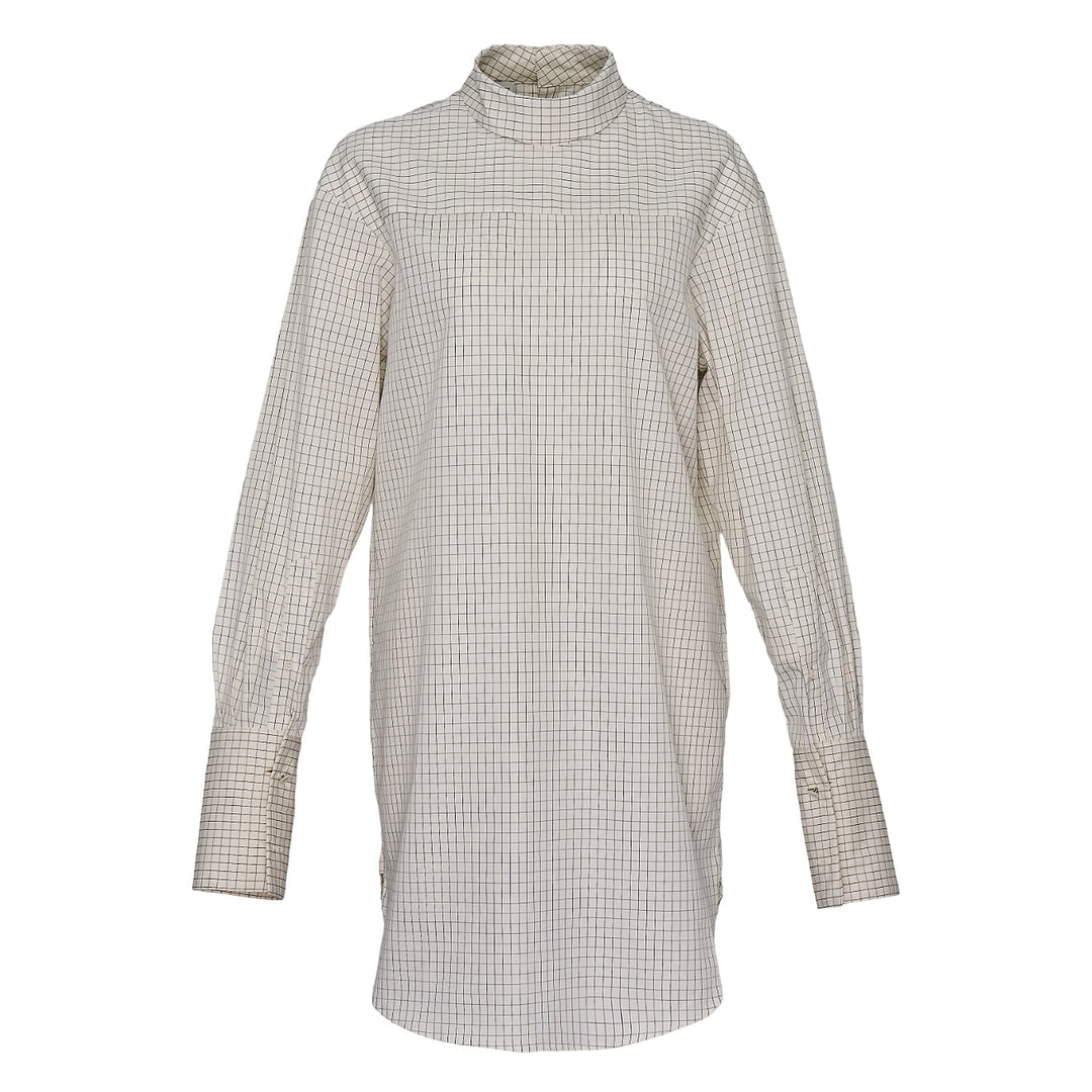 Highneck Grid Check Long Shirt