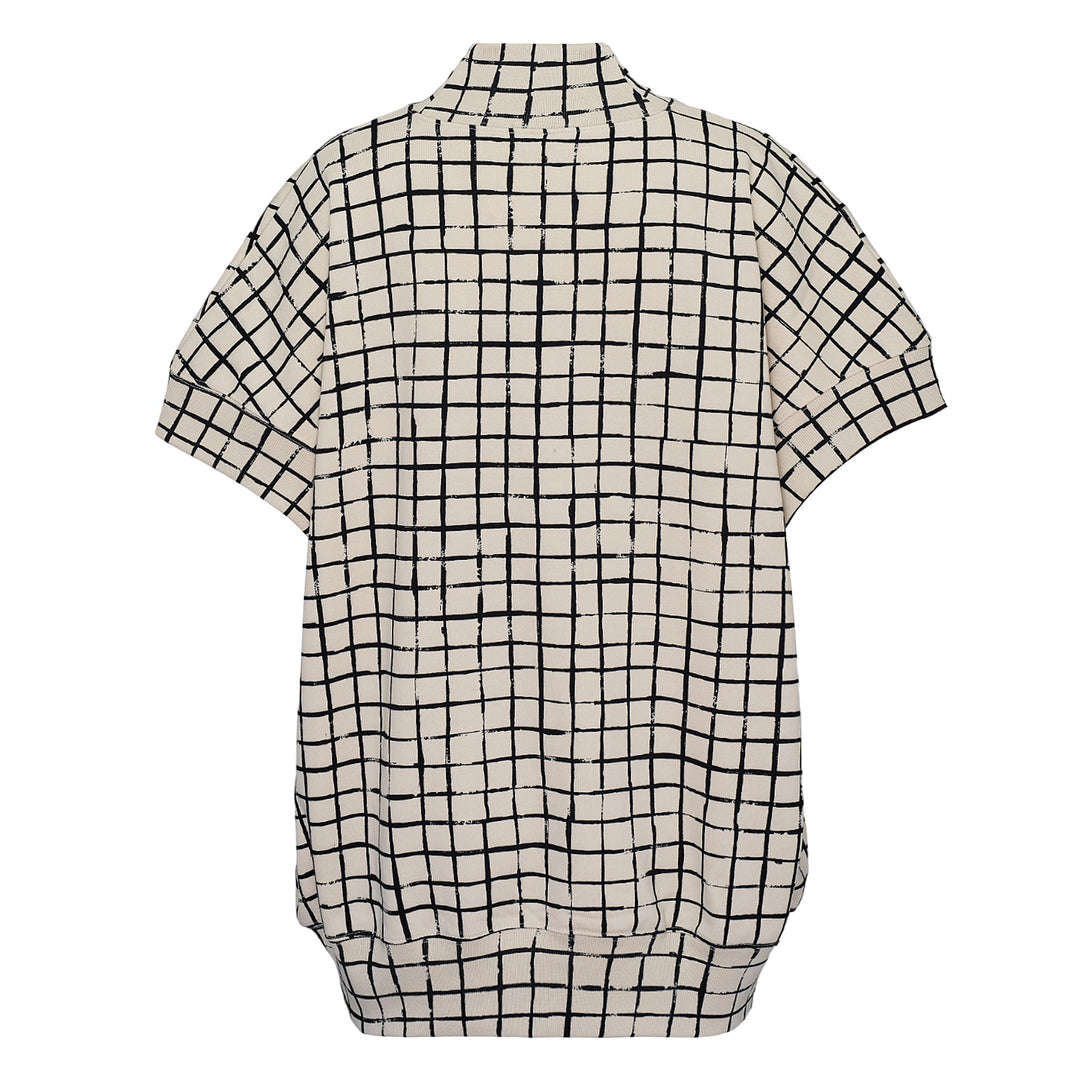 Grid Check High Neck Top