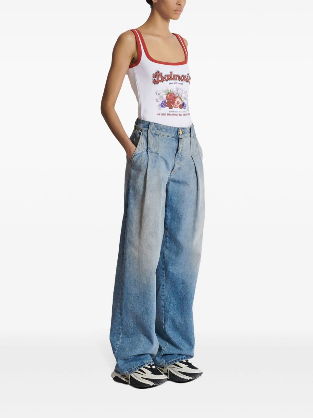 Pleated Loose Denim Pants