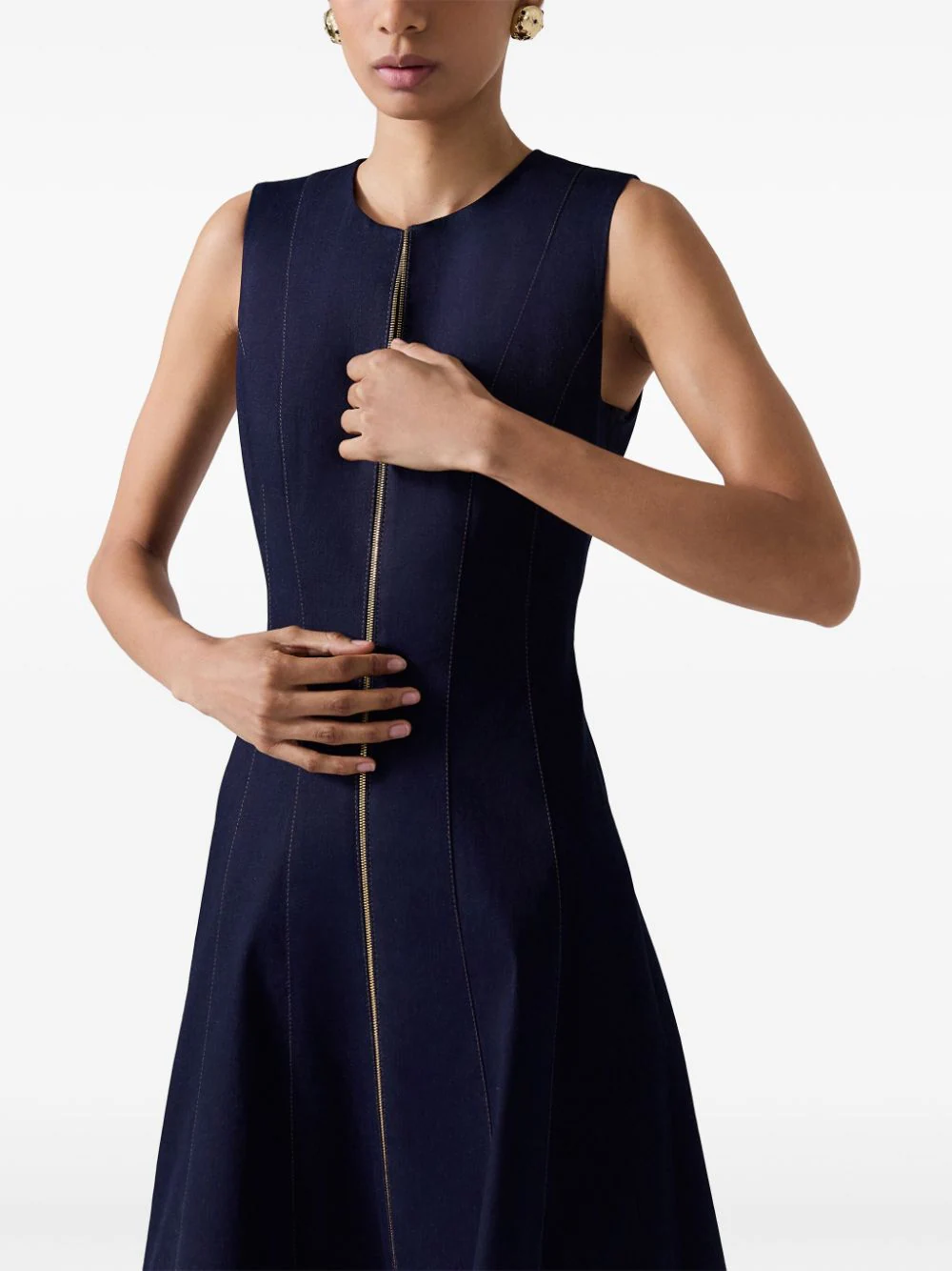 Zip Front Midi Dress