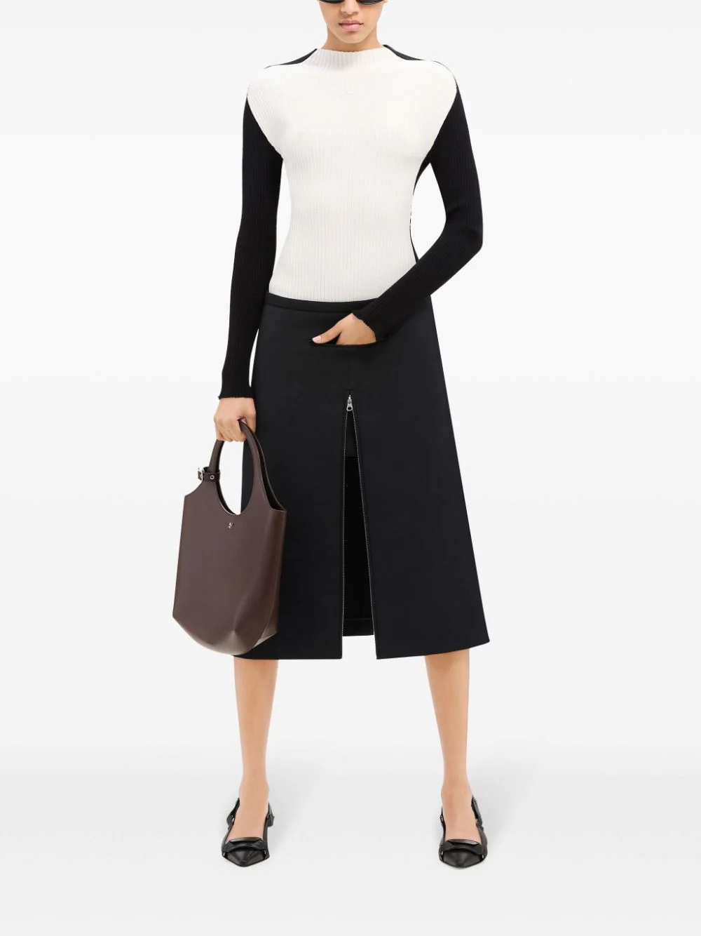 Tailored Zipped Twill Skirt