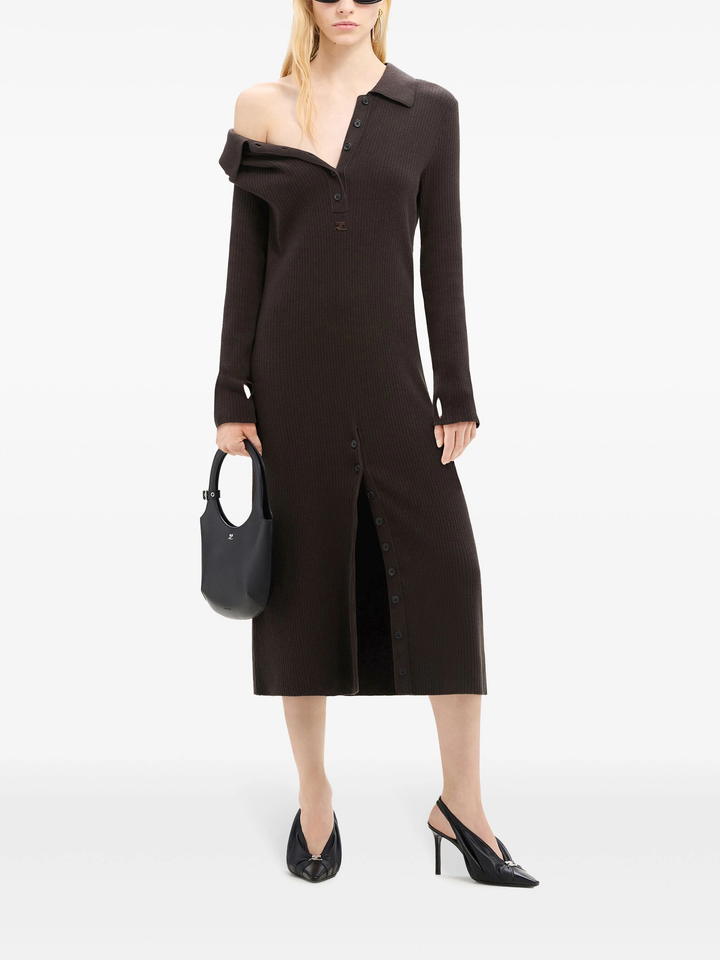 Multi-Buttons Light Wool Dress