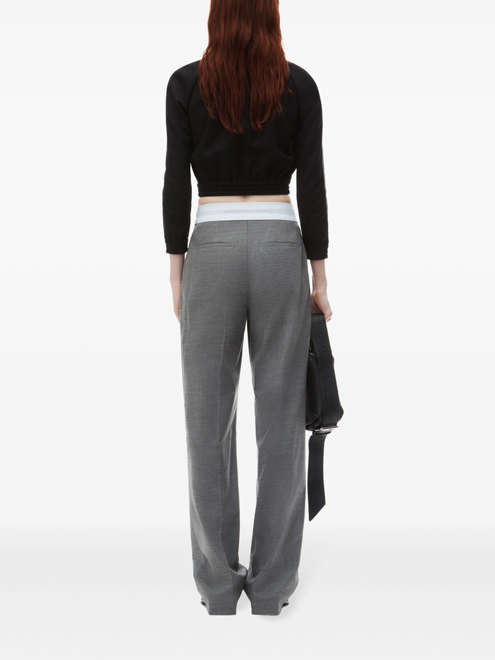 High-Waist Pleated Pant With Logo Elastic