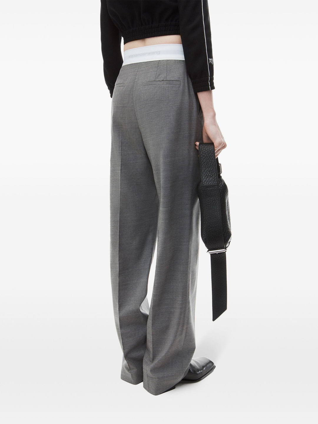 High-Waist Pleated Pant With Logo Elastic