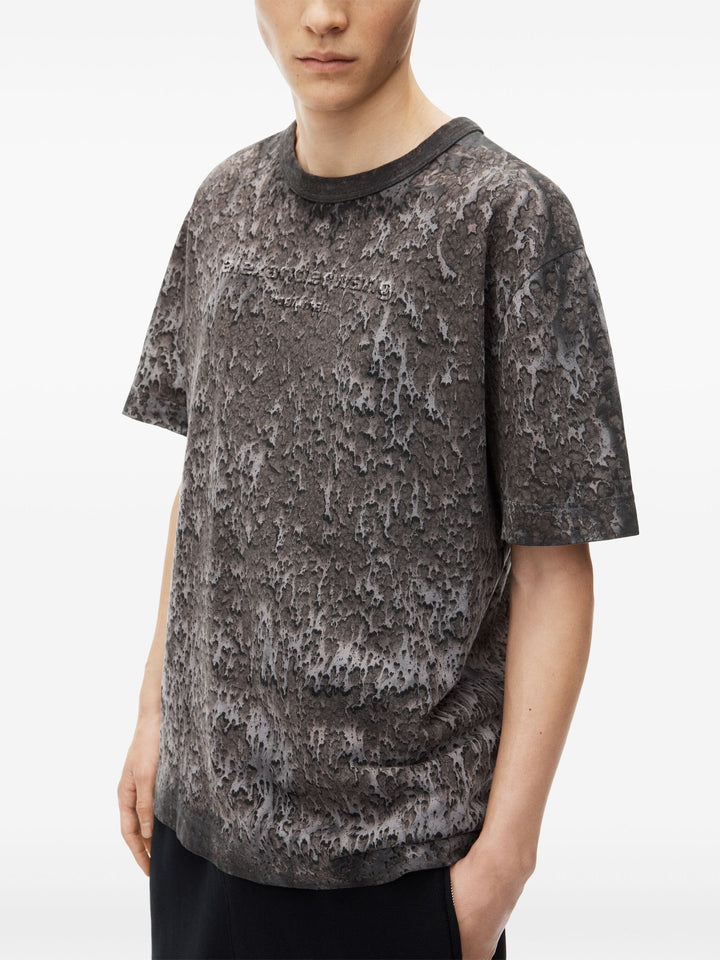 Logo Embossed Splatter Wash Tee In Cotton Hemp Jersey