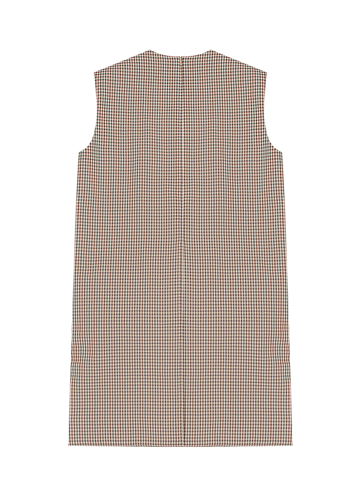 Beige Womens Check Pattern Mini Dress