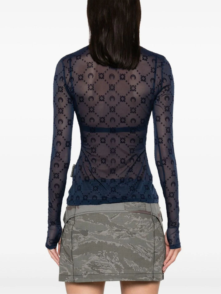 Moonogram Mesh Flock Second Skin Top