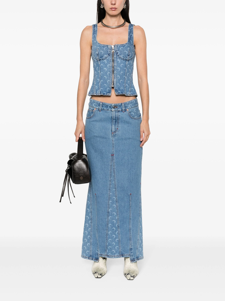 Moon Laser Denim Corset Top