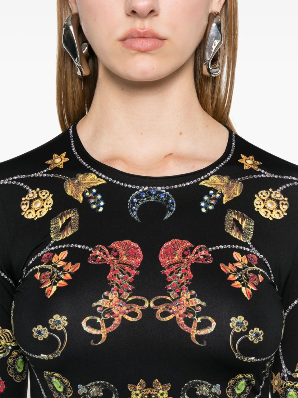 Floral Jewelery Printed Jersey Top