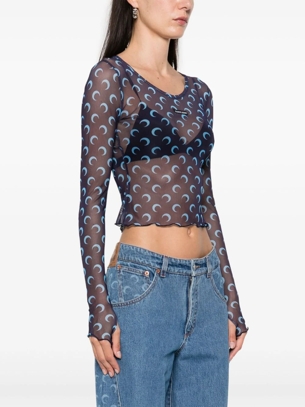 Moon Printed Mesh Second Skin Top