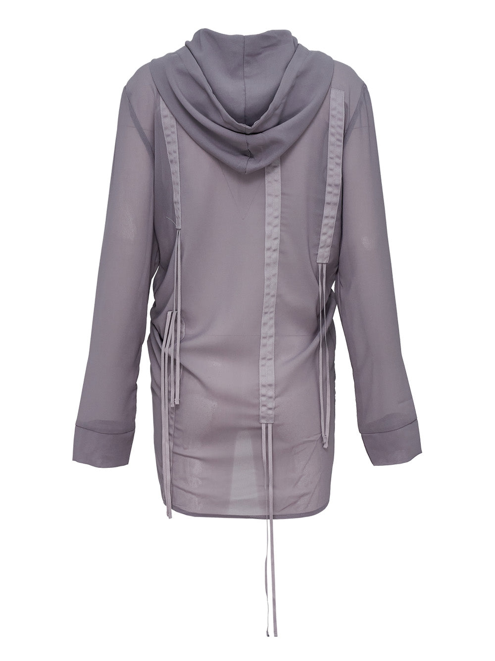 Shirring Chiffon Hoodie Zip-Up