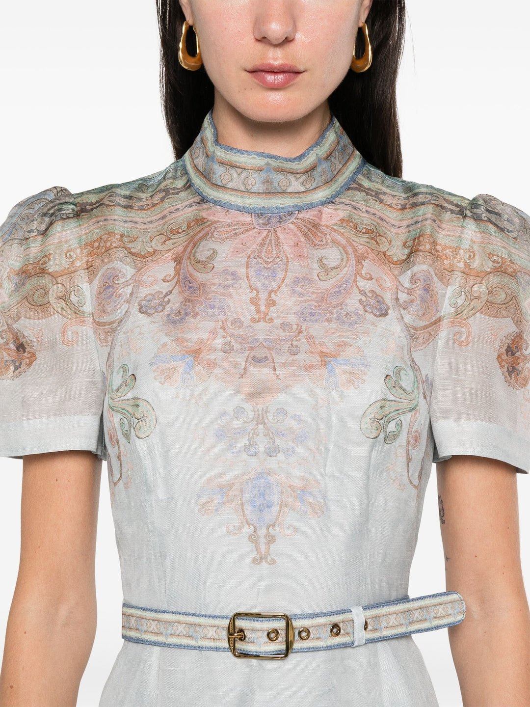 zimmermann eden belted midi dress Zimmermann The Eden Belted Midi Dress in Blue Paisley Size 2 /12