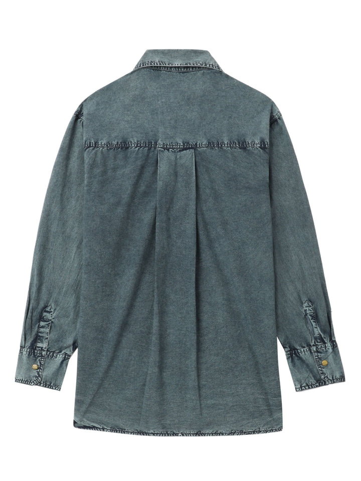 Cotton Poplin Oversized Rivet Shirt