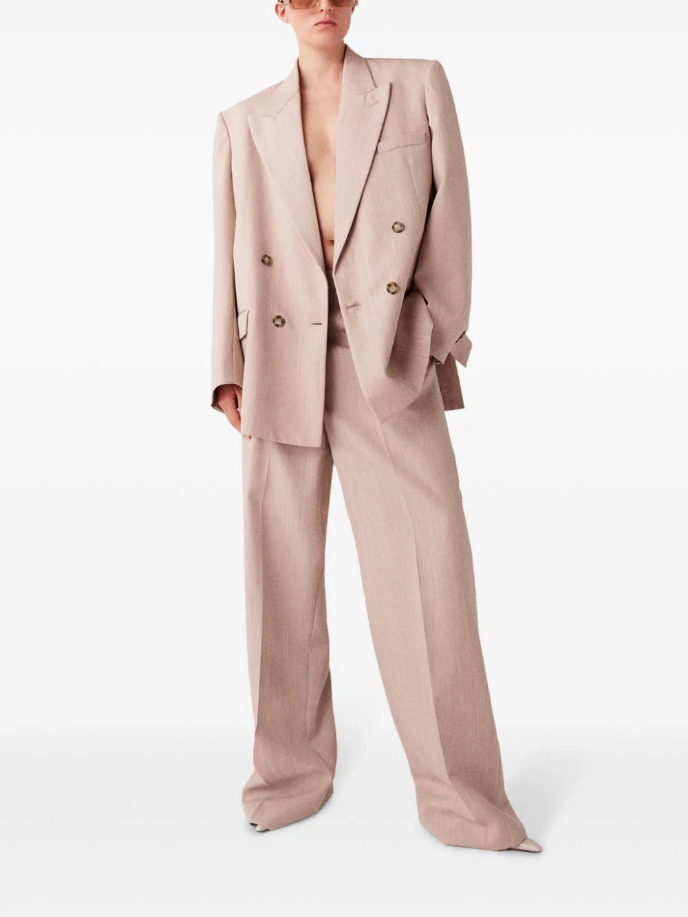 Blazer oversized hai hàng khuy