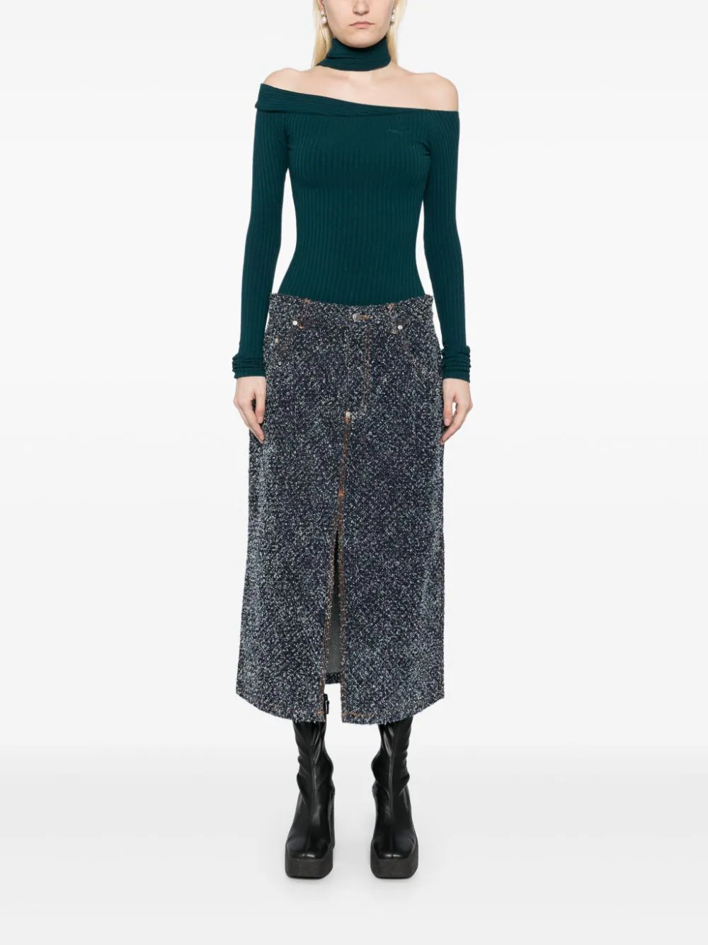 Boucle Denim Skirt