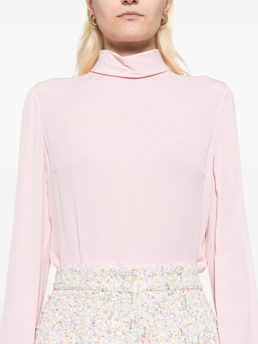 High Neck Crepe Blouse