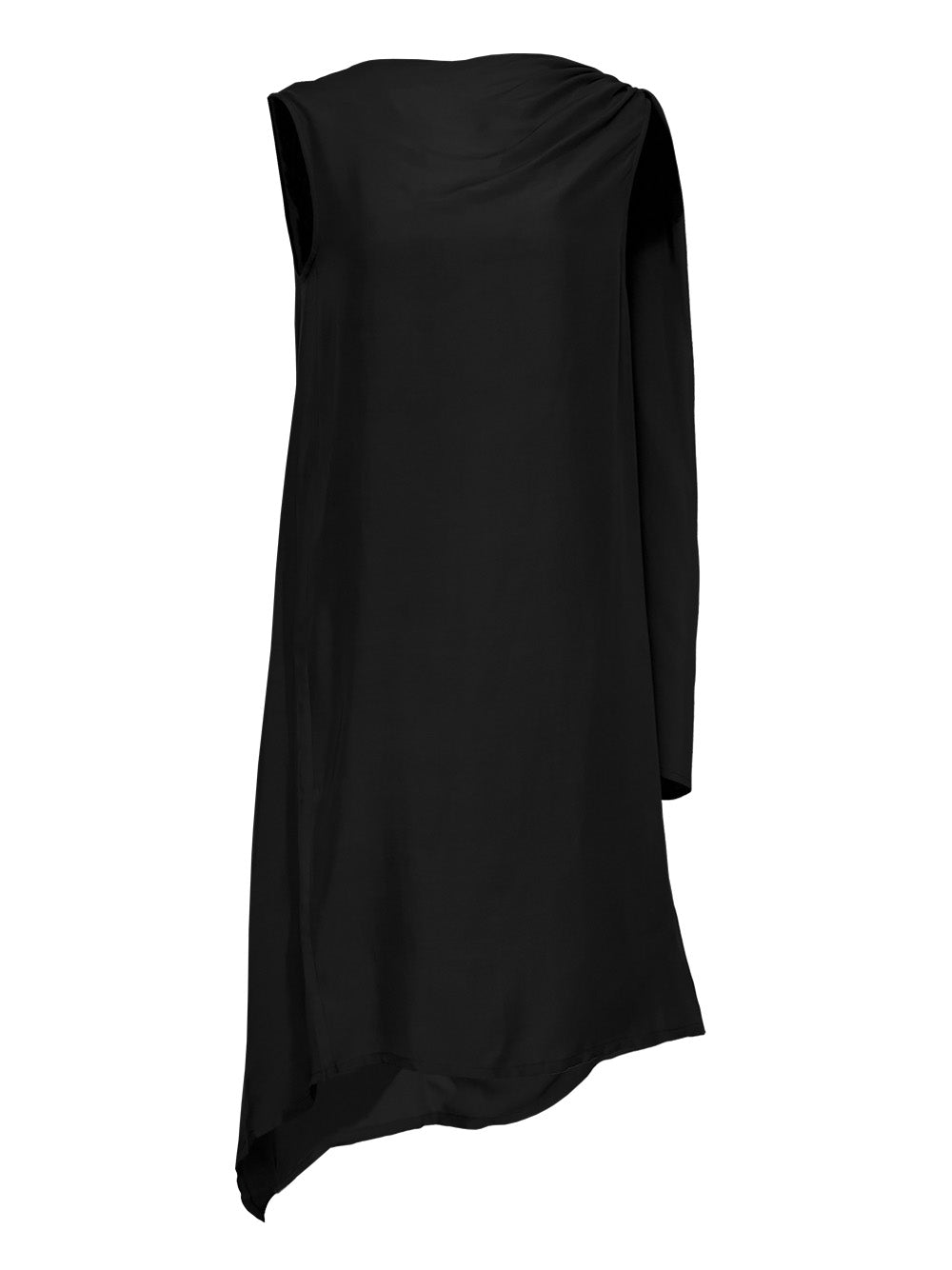 Silky Viscose Tencel Drape-Neck Dress