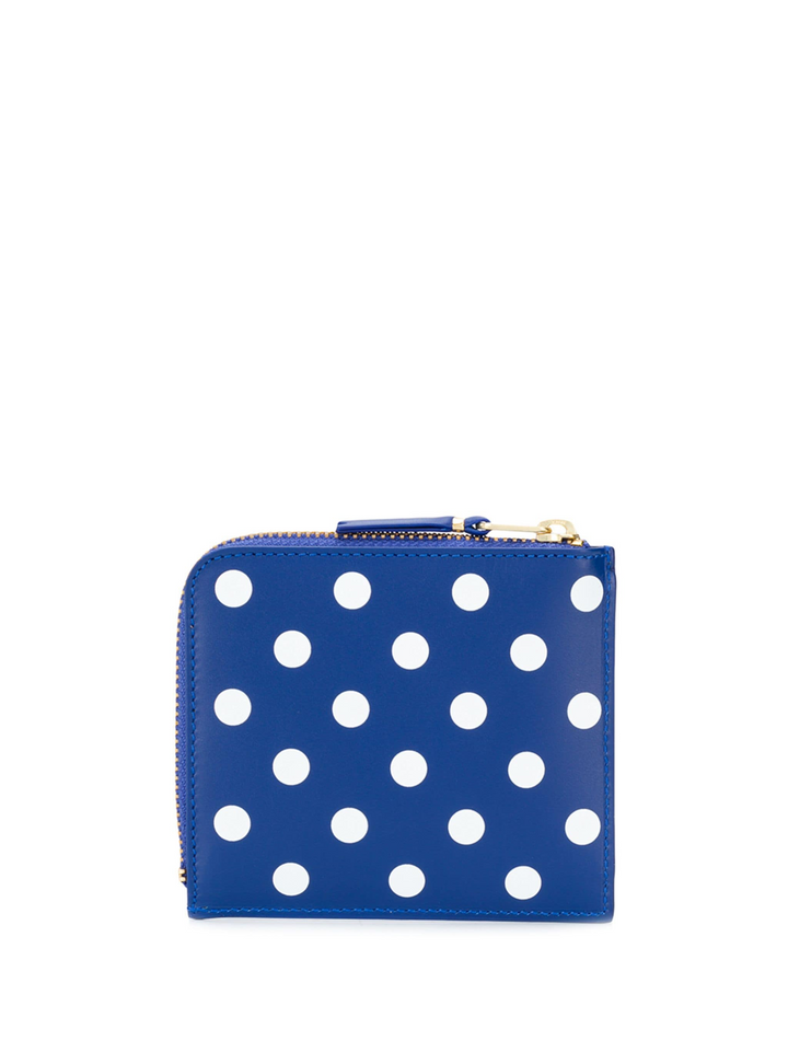 Dots Printed L-Shape Zip Wallet