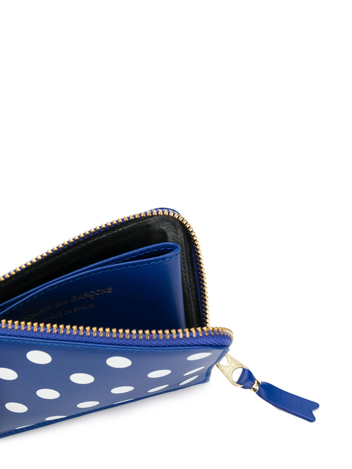 Dots Printed L-Shape Zip Wallet