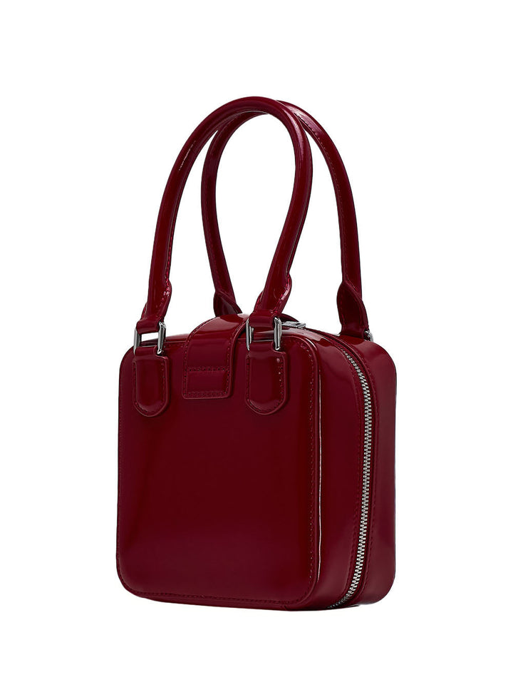 Burgundy Leather Square Mini Bag