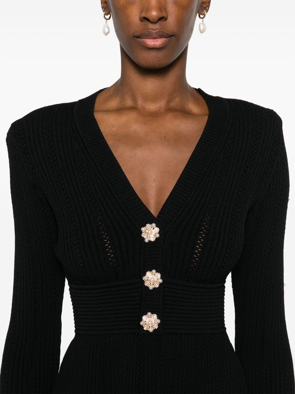 Black Pointelle Knit Top