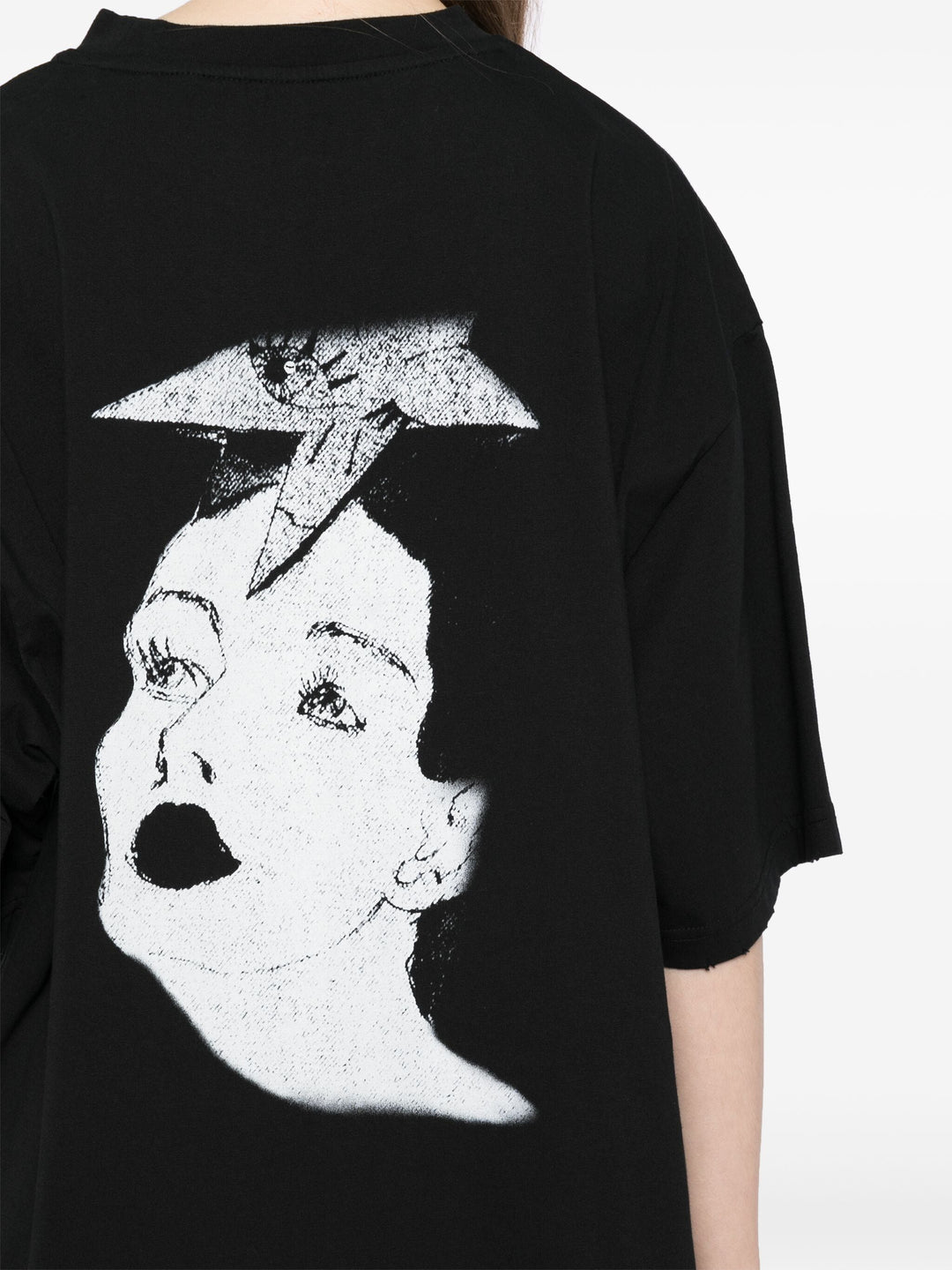 Black Princess Print Damaged T-Shirt