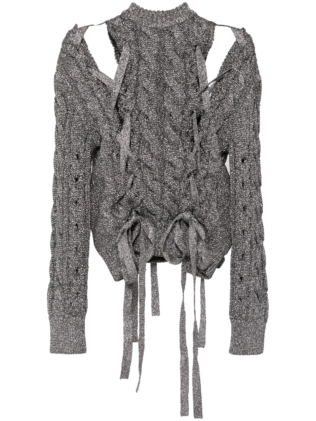 Metal Ribbon Tie Knit Pullover