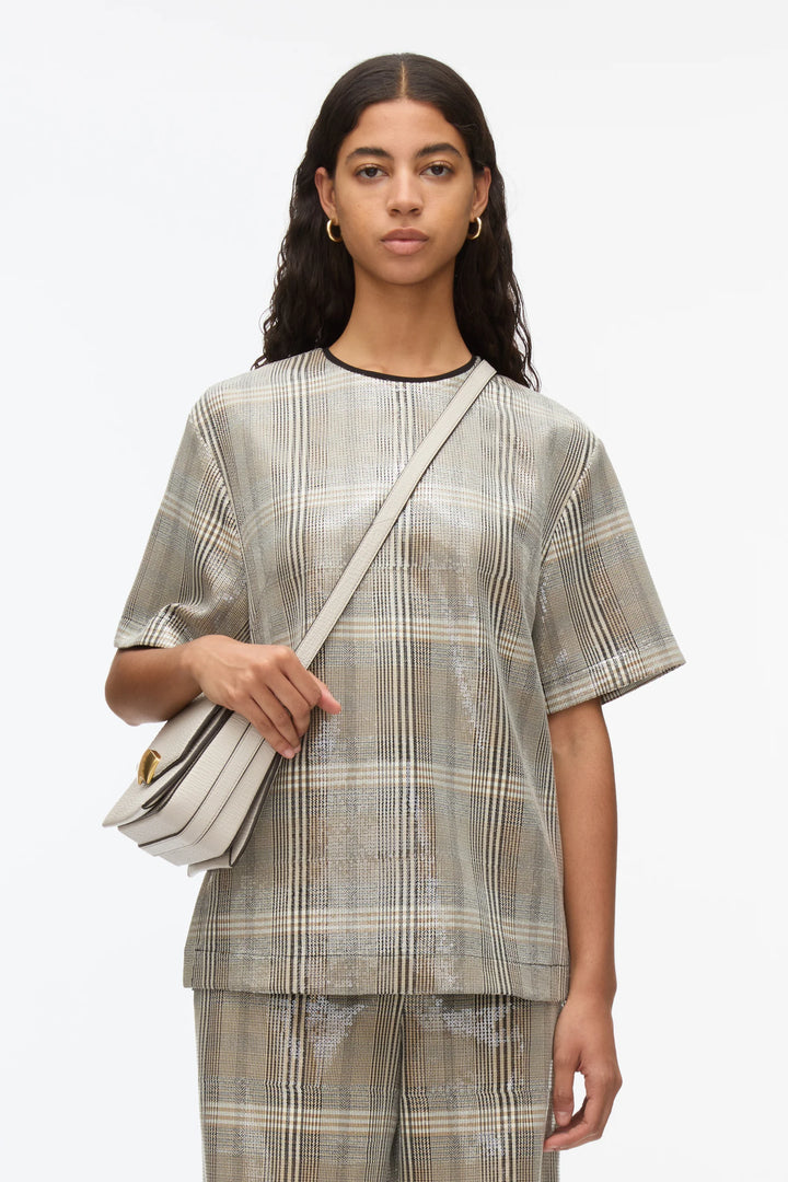 Sequin Plaid Boxy Tee