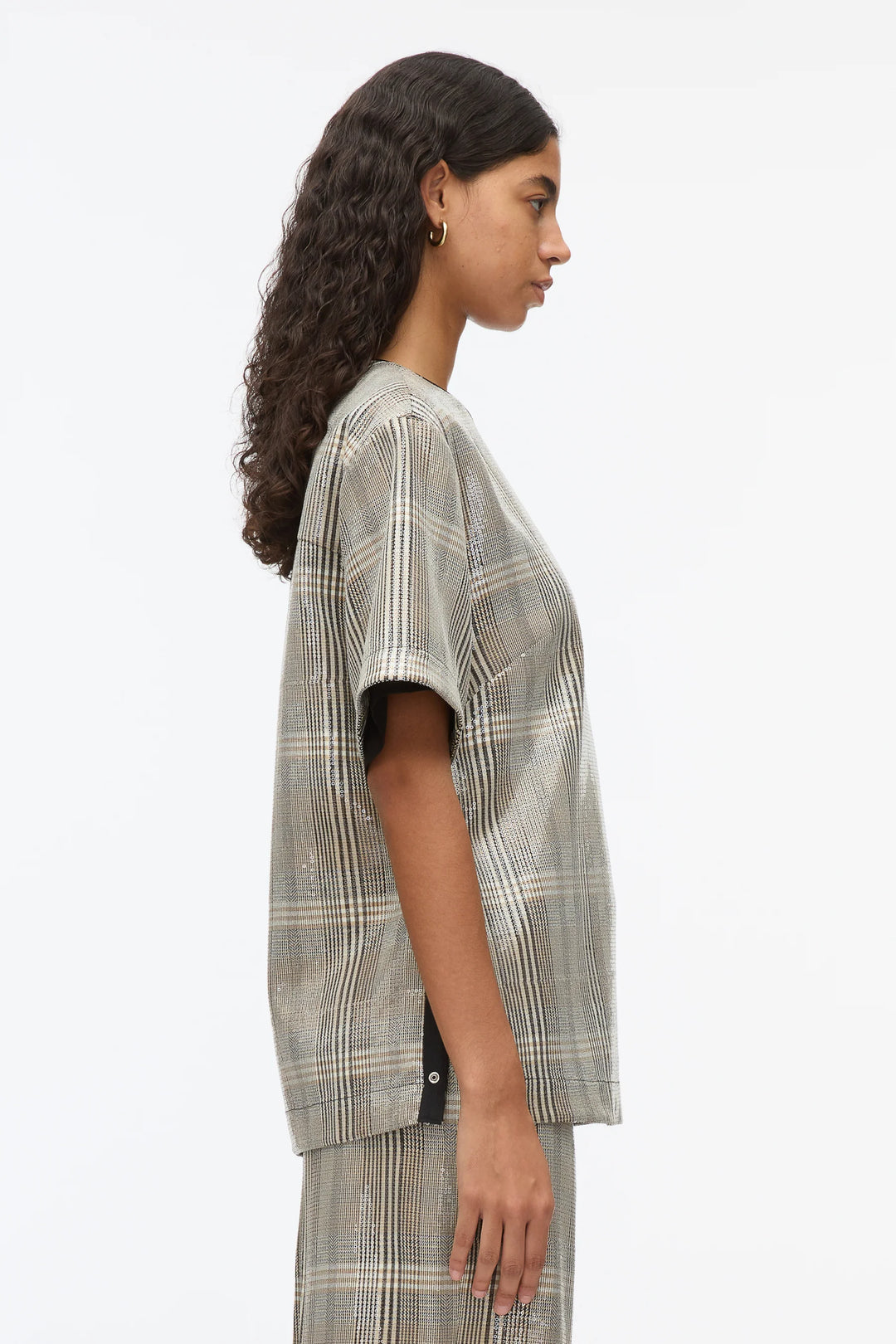 Sequin Plaid Boxy Tee