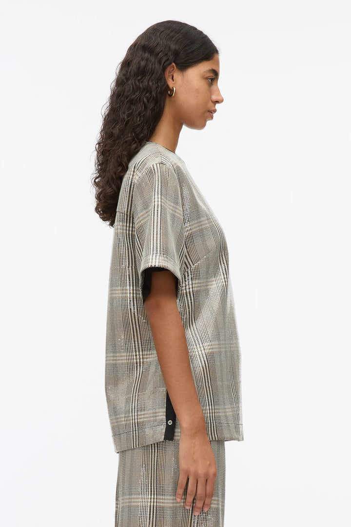 Sequin Plaid Boxy Tee