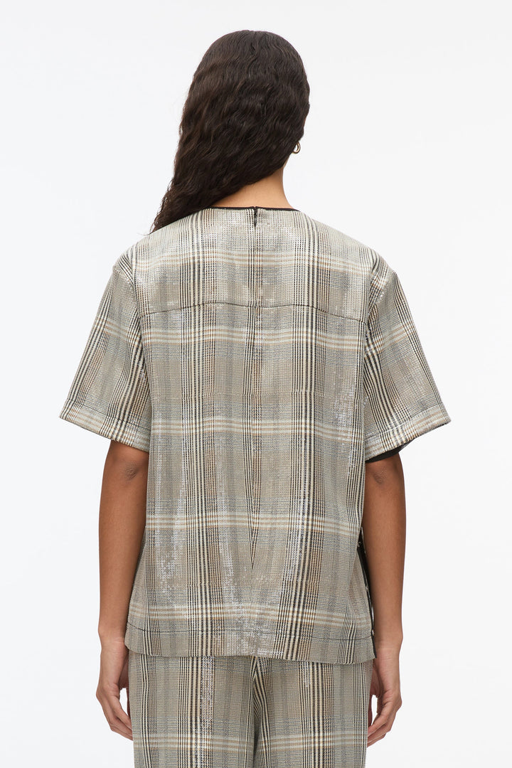 Sequin Plaid Boxy Tee