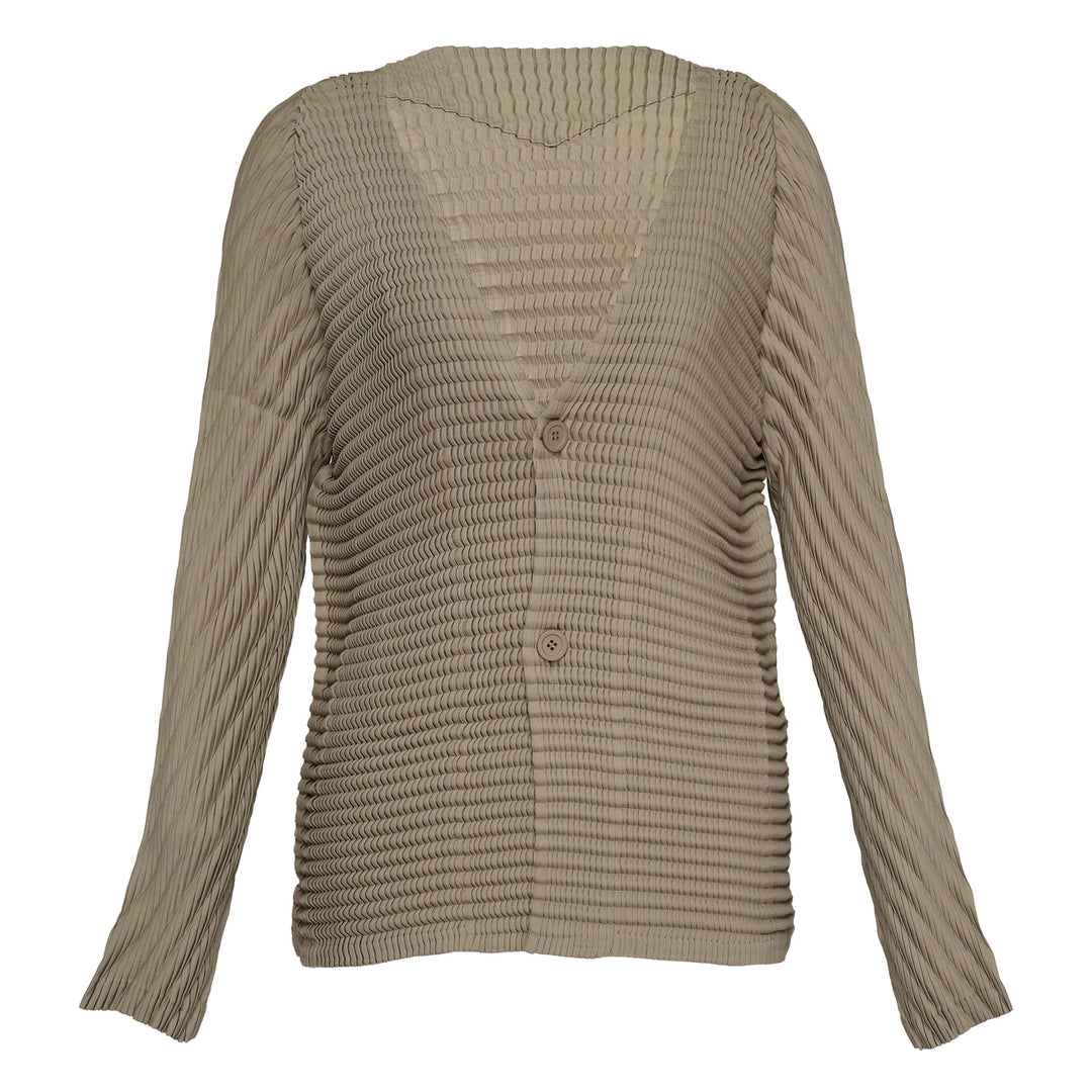 Wool Like Pleats Pleated Cardigan
