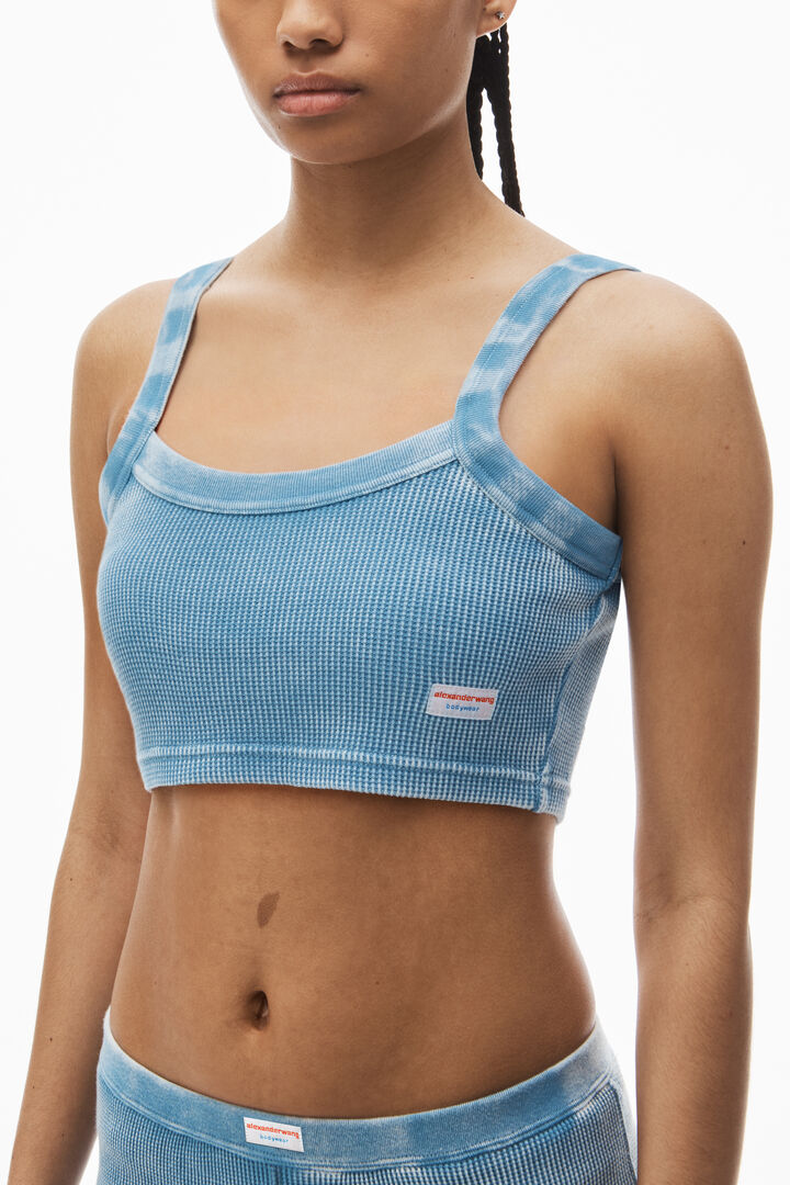 Cropped Camisole In Waffle-Knit Cotton Stretch