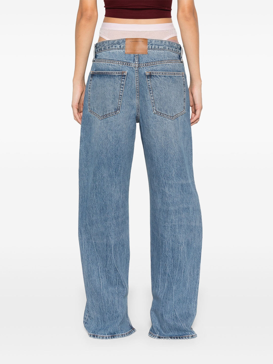 Pre-Styled Straight-Leg Slit-Hem Jeans In Cotton