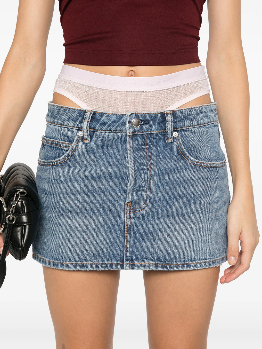 Crystal Hotfix Pre-Styled Denim Miniskirt