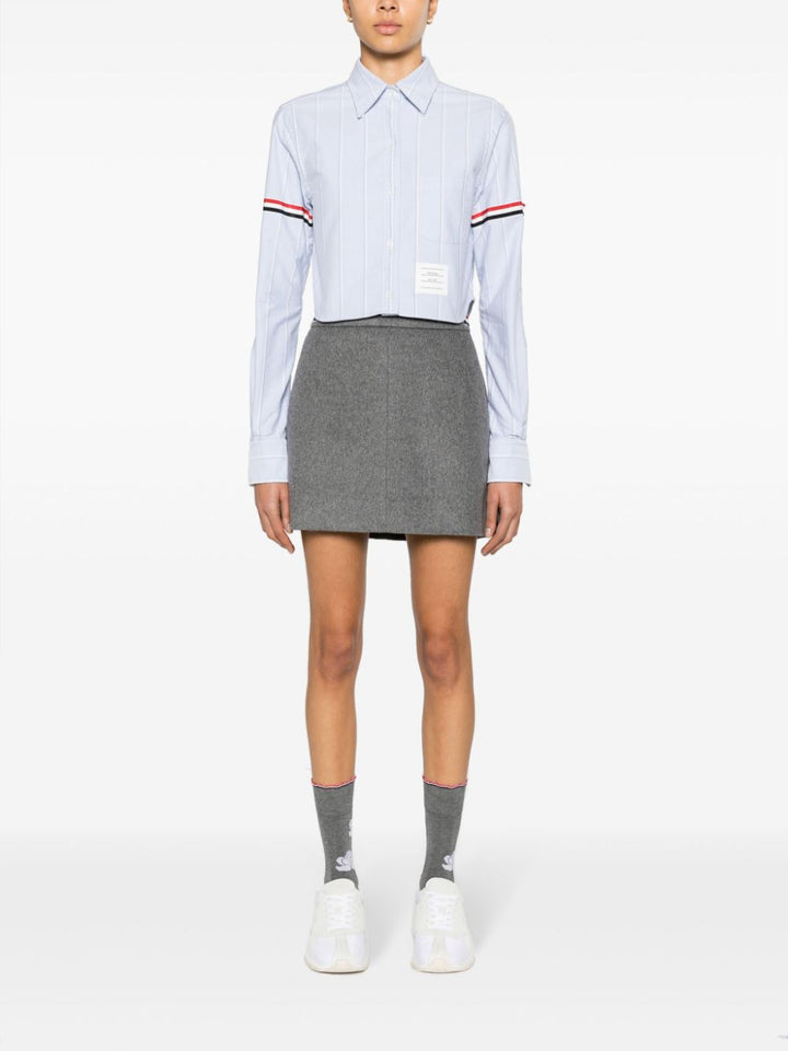 Áo sơ mi cropped tay áo Oxford sọc cho nữ