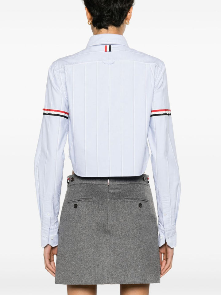 Áo sơ mi cropped tay áo Oxford sọc cho nữ