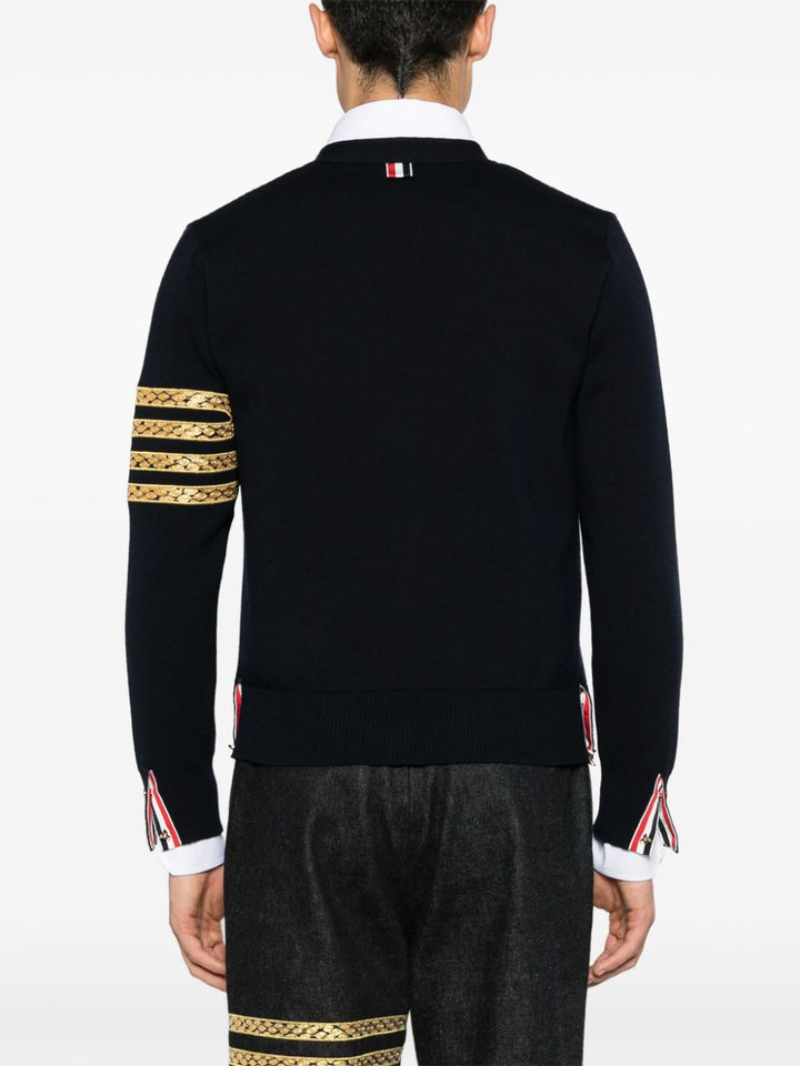 Lunar New Year Wool 4-Bar V Neck Cardigan With Pocket Men Men