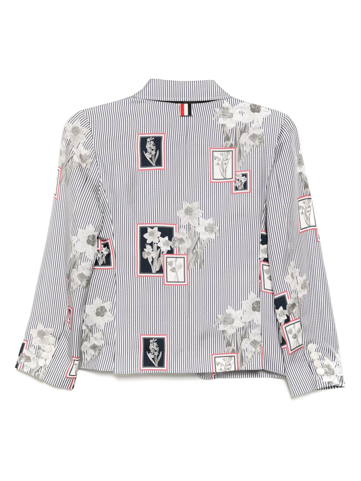 Áo khoác thể thao nữ tay cao khung hoa lụa twill