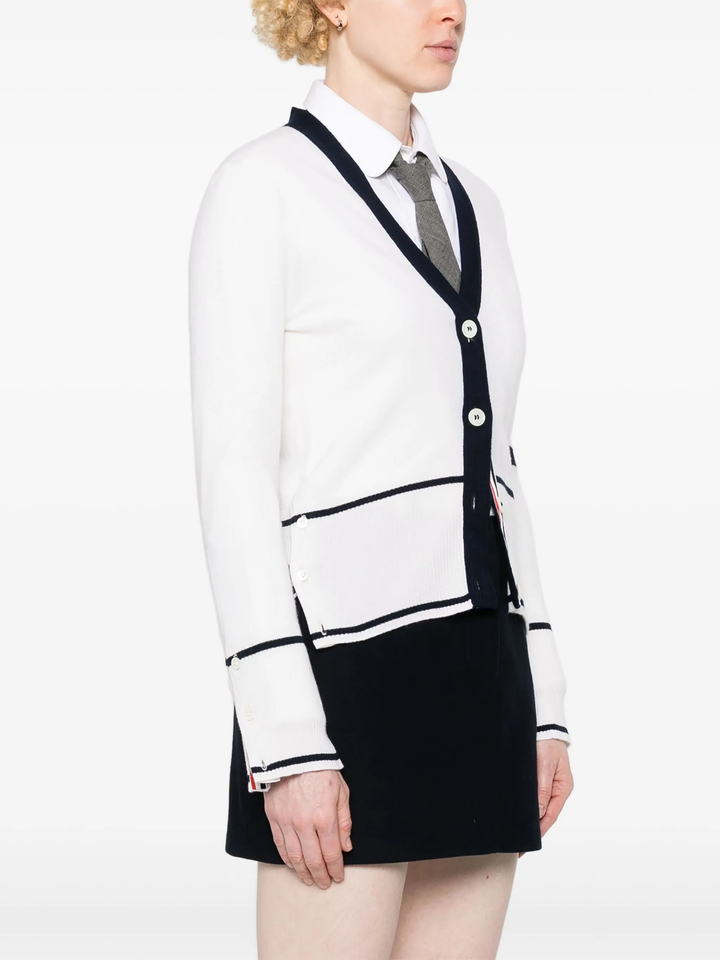 Classic Cashmere 4-Bar V Neck Cardigan Women