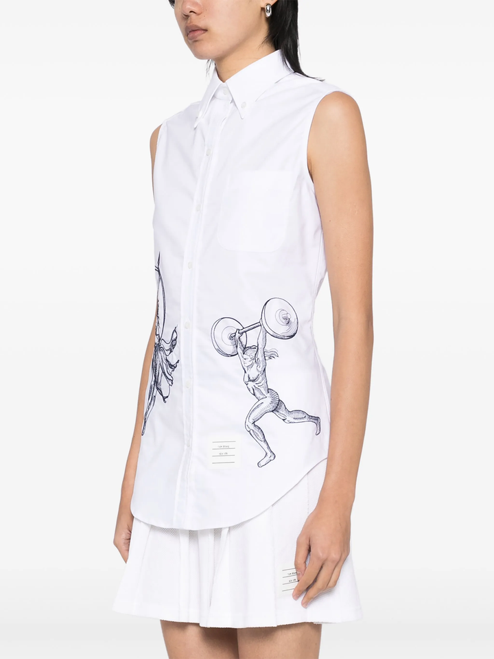 Classic Sleeveless Point Collar Blouse