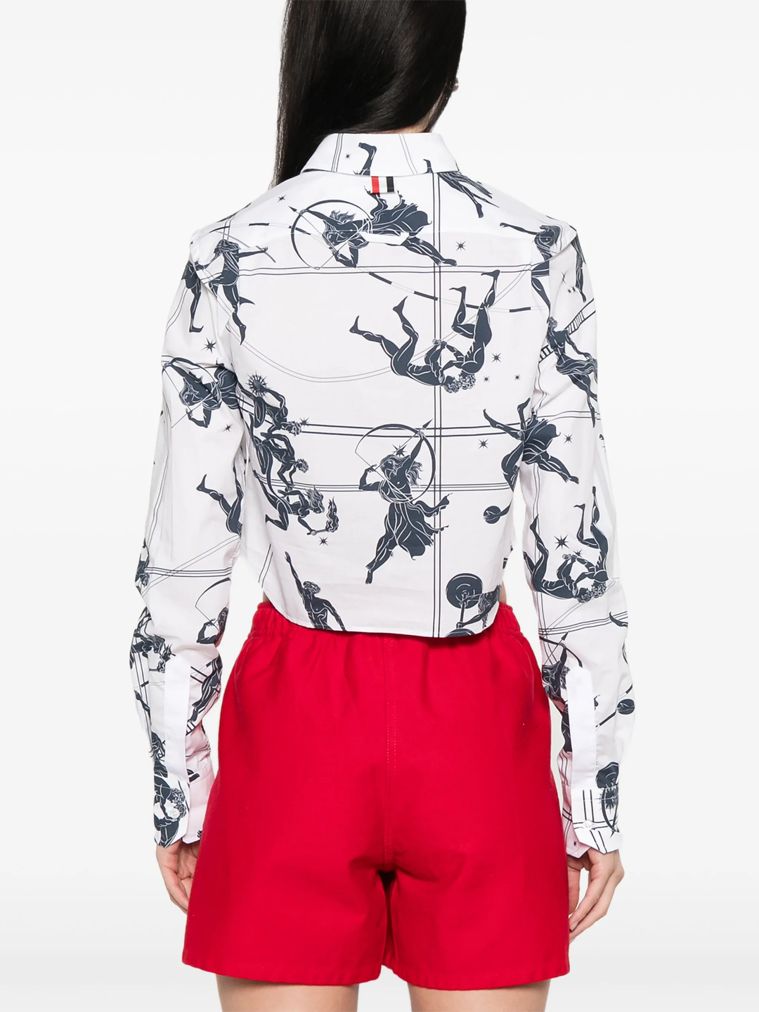 Cropped Button Down Point Collar Blouse