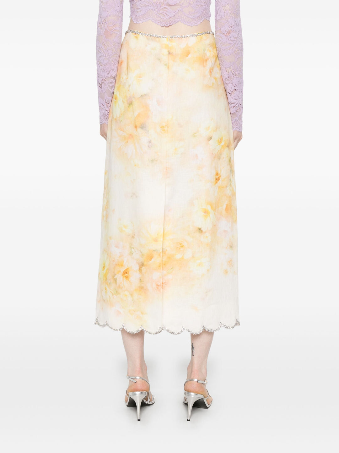 Crush Scalloped Midi Skirt